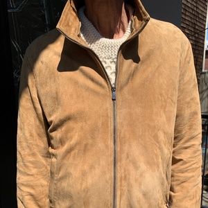 Isaia lambskin suede bomber